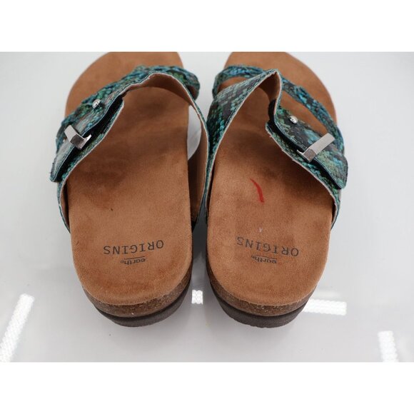Earth Women's Onida Sandal Size 7 Blue Snake Vegan Braided Toe Post Slides - Picture 5 of 11
